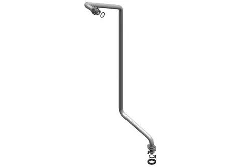 Ein Gasrohr von Bosch mit einem gebogenen Design und mehreren Anschlüssen, einschließlich Dichtungen.